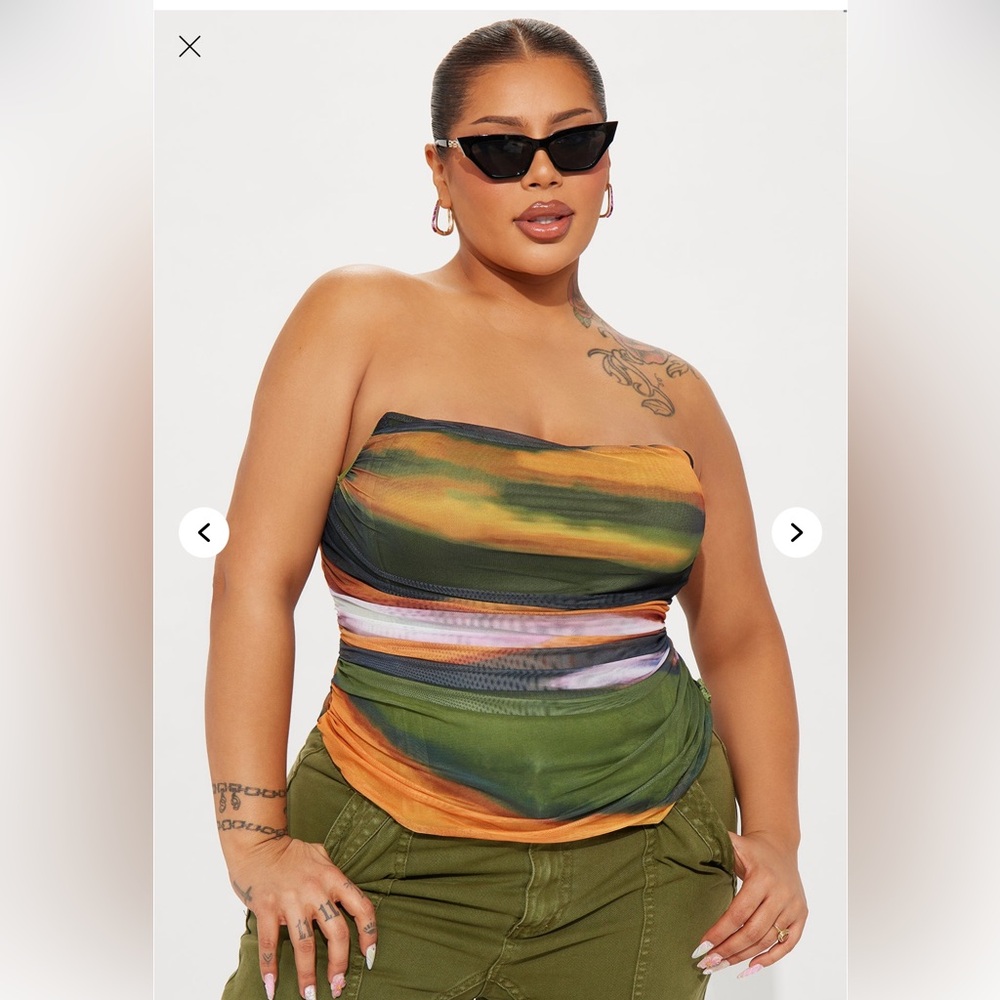 Multicolor Strapless Top